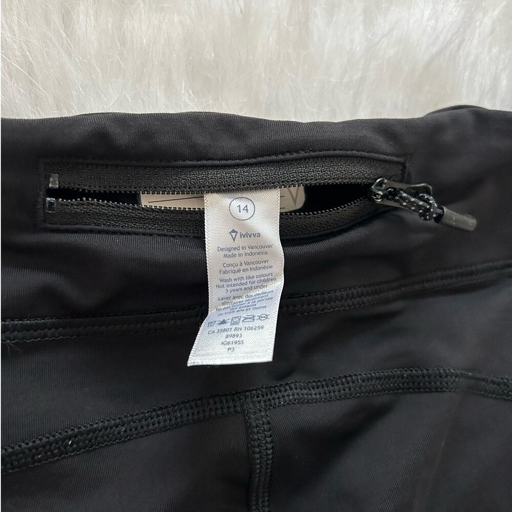 IVIVVA By Lululemon Girls Quick Trip Crop Leggings Ruched Mesh Panels Size 14 - Picture 6 of 11